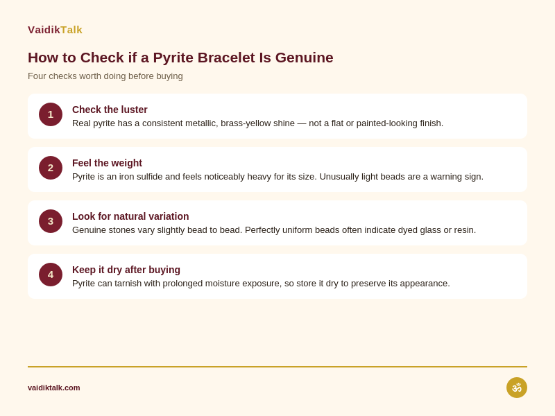 Checking pyrite is genuine
