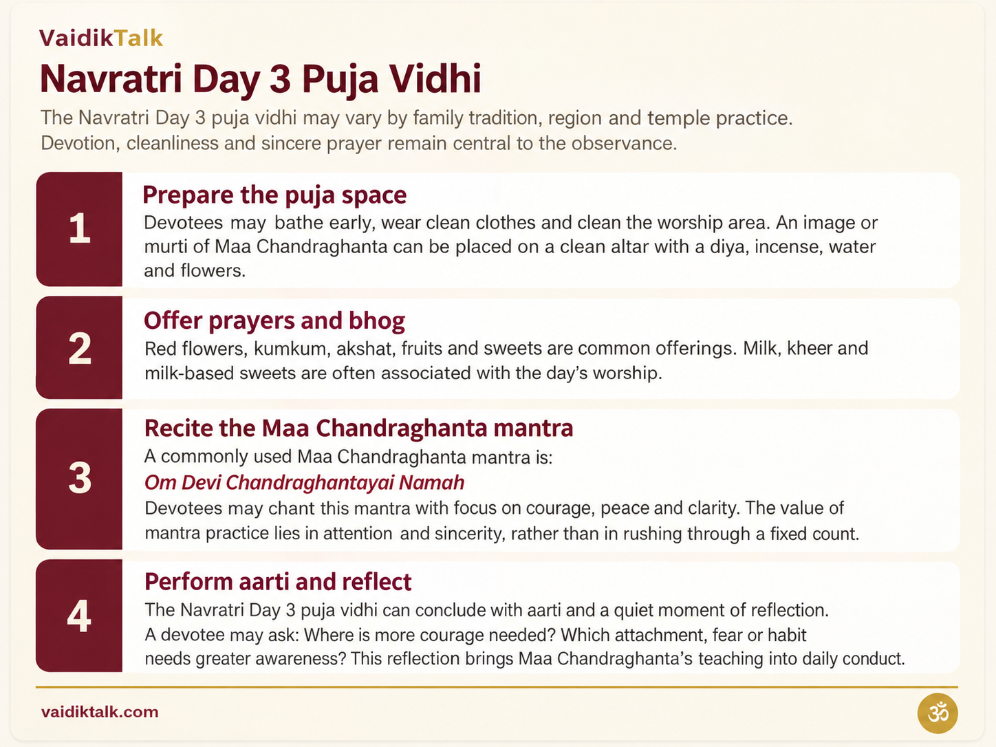 Navratri day 3 puja vidhi